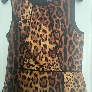 Vince Camuto Leopard Print Peplum Sleeveless Blouse Size 8
